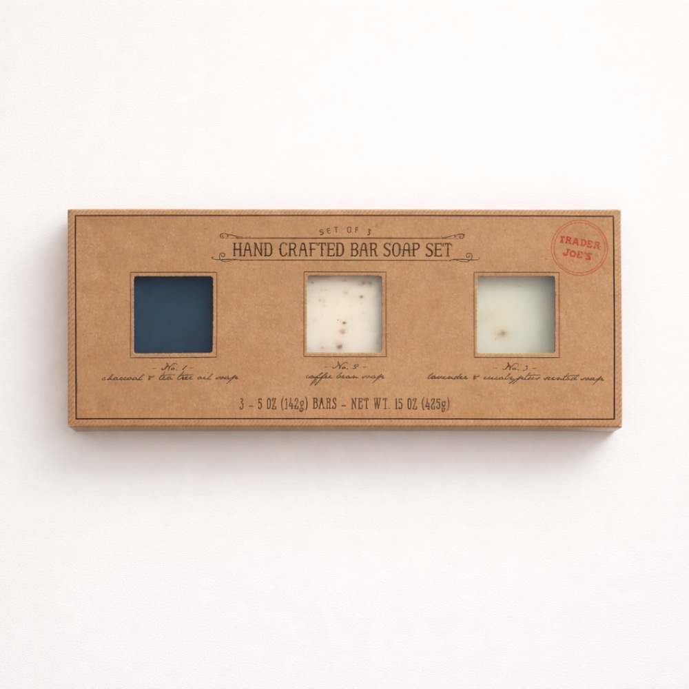 Trader Joe’s Set of 3 Handcrafted Bar Soaps – Charcoal, Coffee & Lavender | NIB
